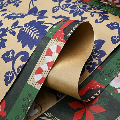 Weihnachtsgeschenkpapier 43cm x 15M Kraftpapier gedruckt