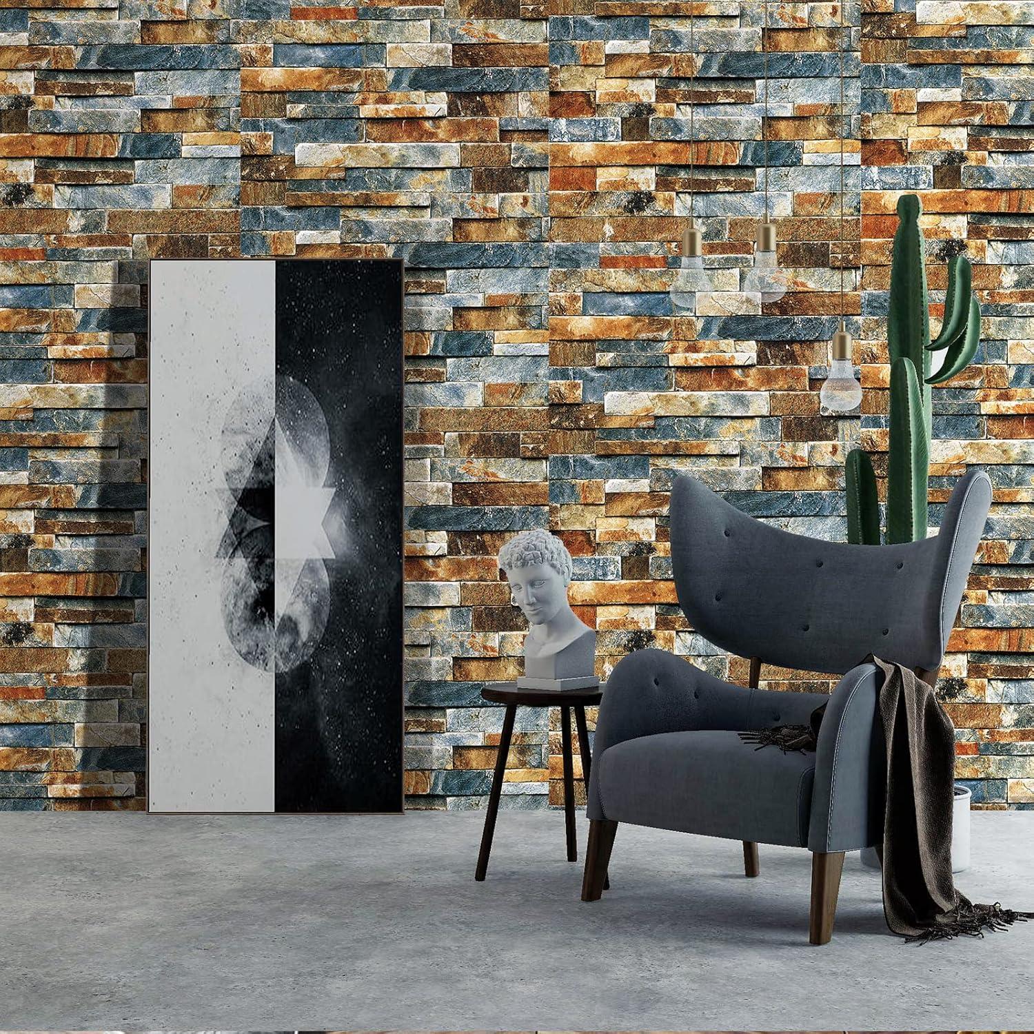 Graue Selbstklebende Tapete Ziegelstein-Look Vintage Wandaufkleber 44.5x500cm