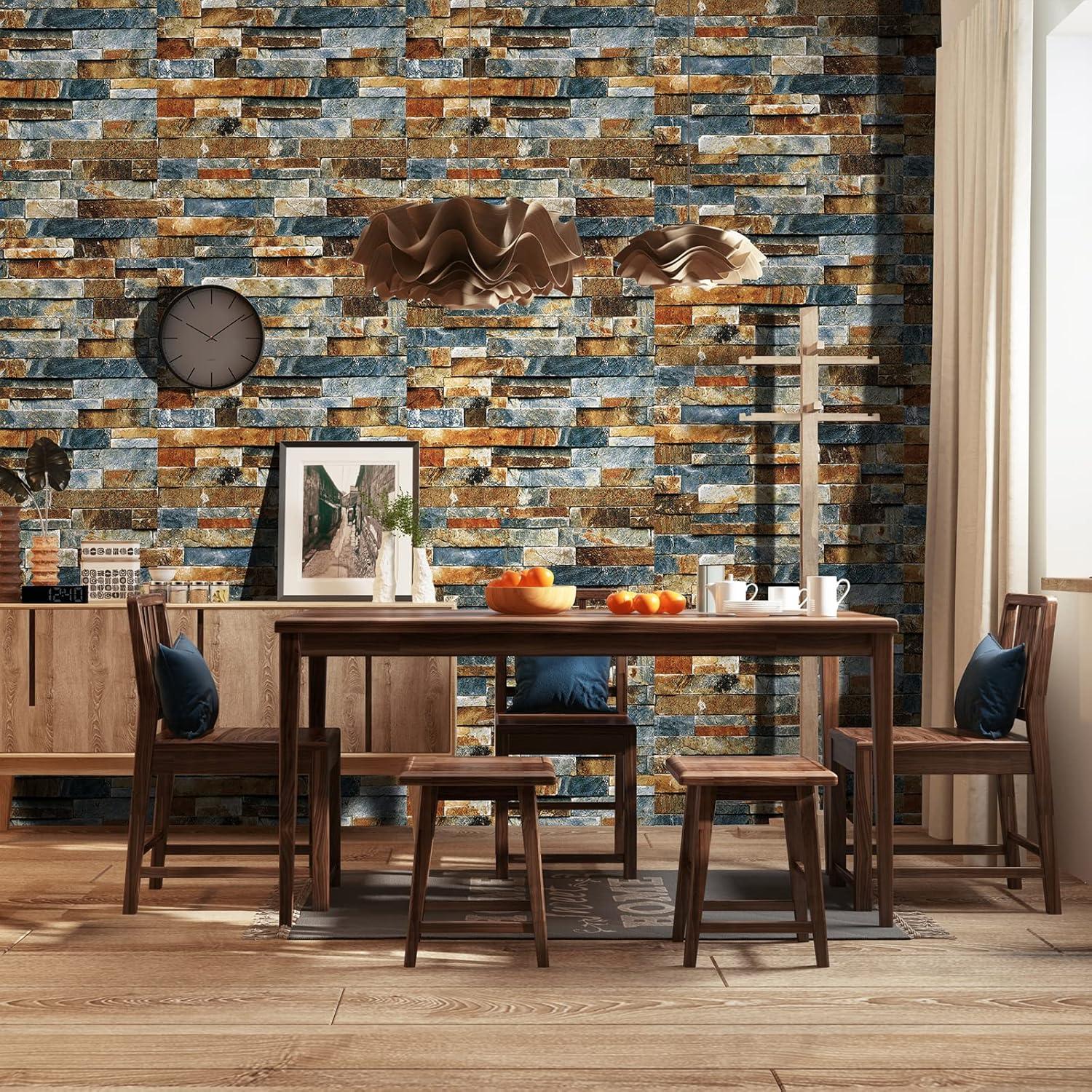Graue Selbstklebende Tapete Ziegelstein-Look Vintage Wandaufkleber 44.5x500cm