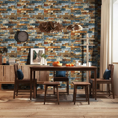 Graue Selbstklebende Tapete Ziegelstein-Look Vintage Wandaufkleber 44.5x500cm
