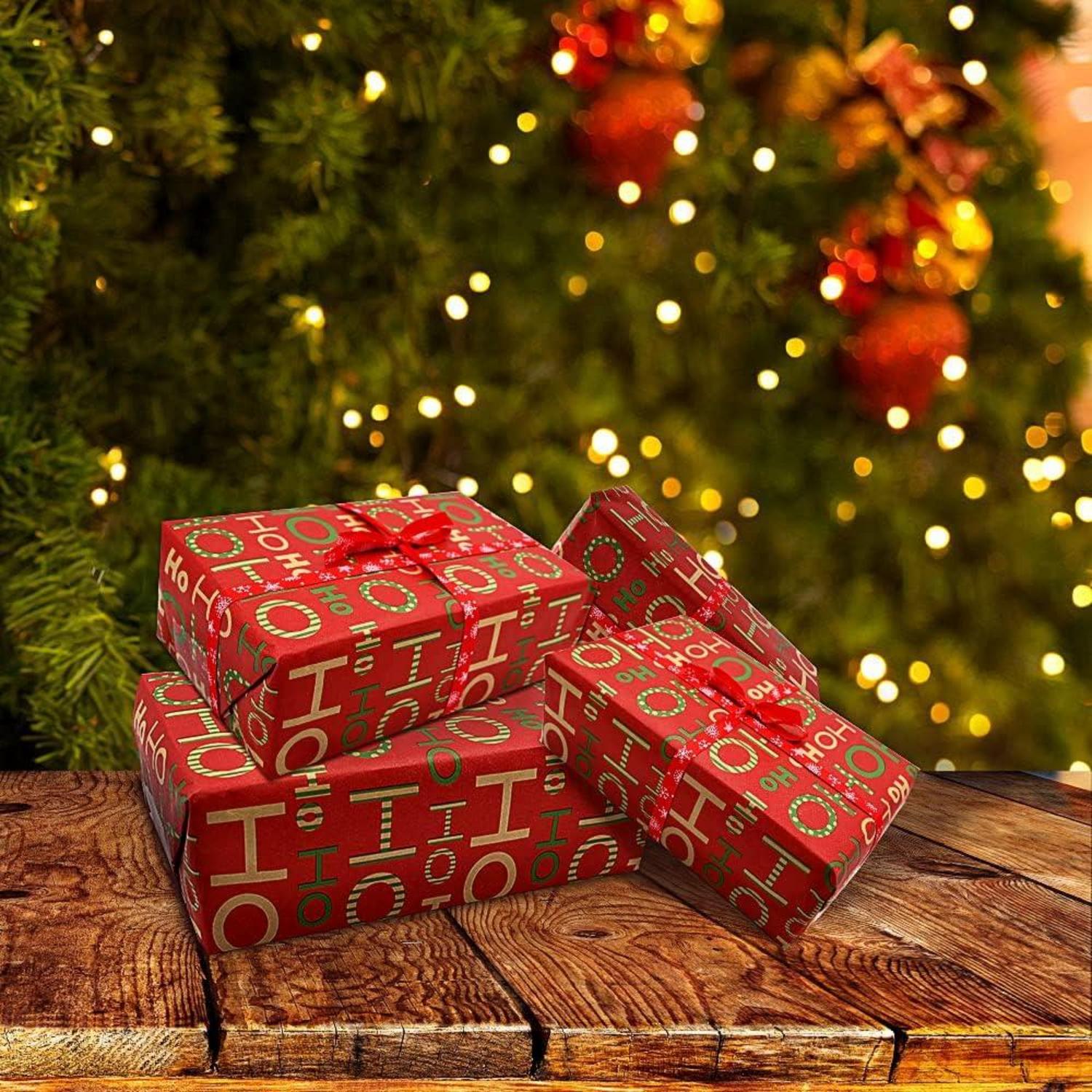 Weihnachtsgeschenkpapier Kraftpapier 100% recycelbar festliches Design