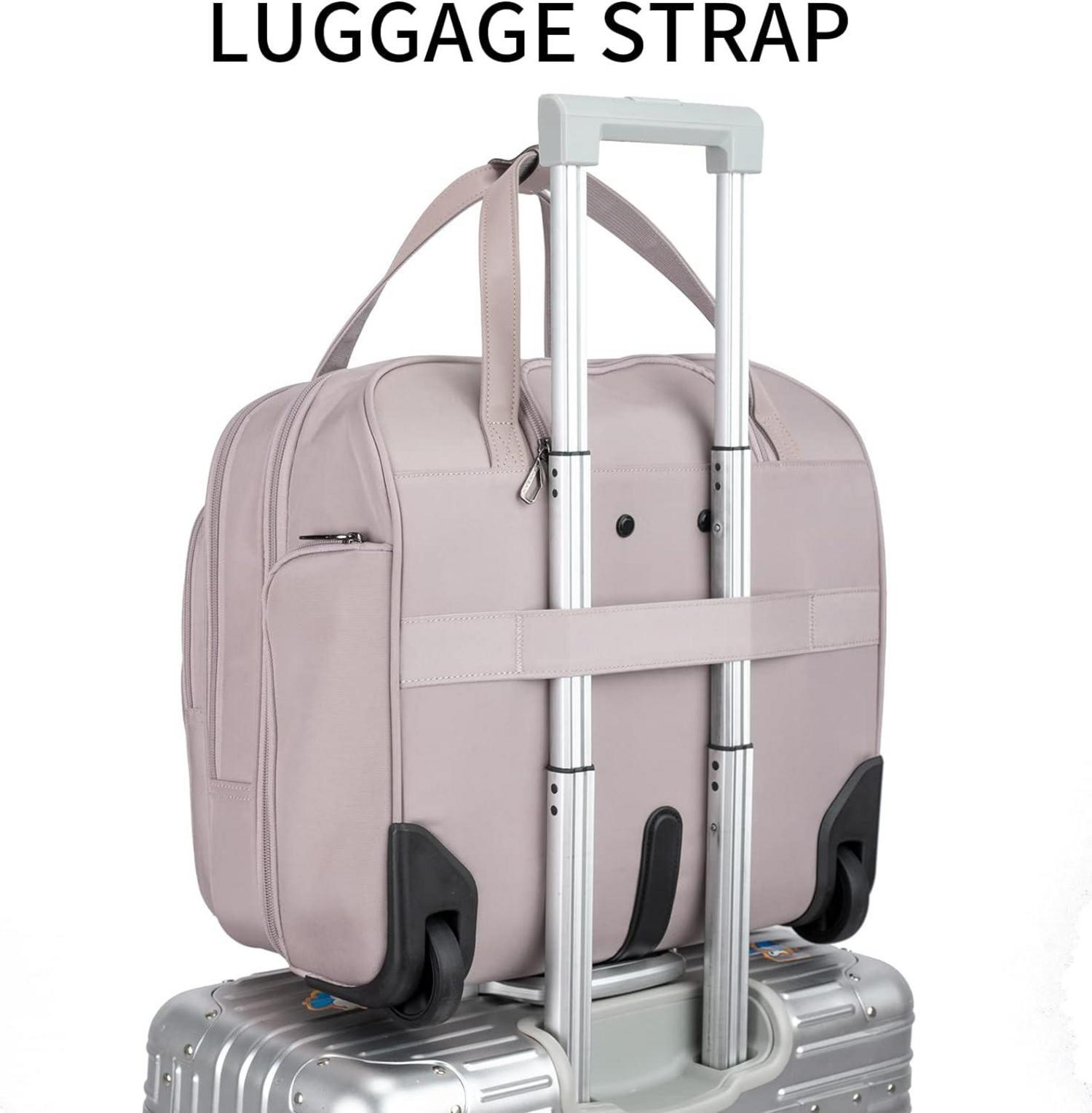 Rollende Laptoptasche mit Rädern 15,6 Zoll, RFID, Wasserabweisend, Rosa