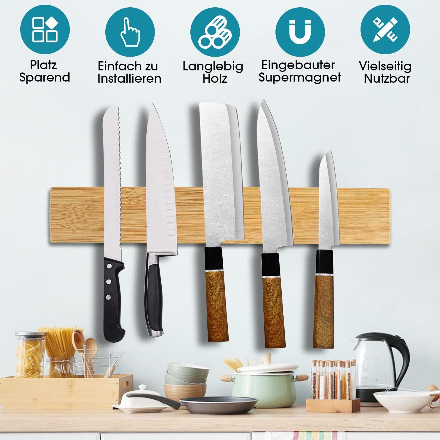 Magnetleiste Messer aus Bambus 40cm Platzsparend & Stark