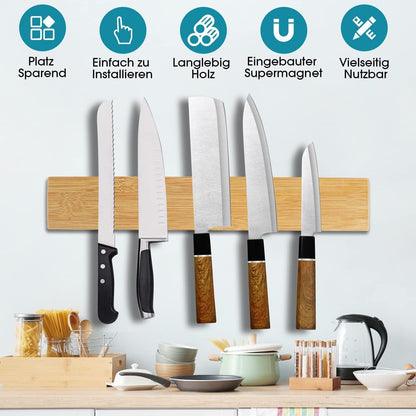 Magnetleiste Messer aus Bambus 40cm Platzsparend & Stark