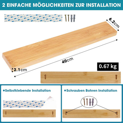 Magnetleiste Messer Holz Bambus 40cm Selbstklebend Platzsparend