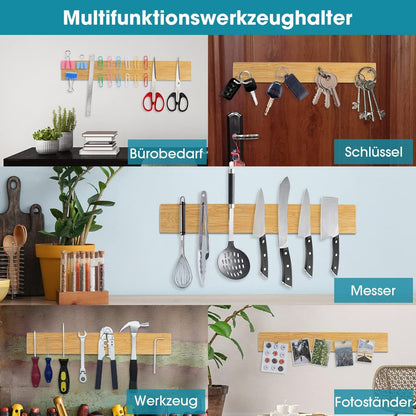 40cm Magnetleiste Messerhalter Bambus Wandmontage Platzsparend