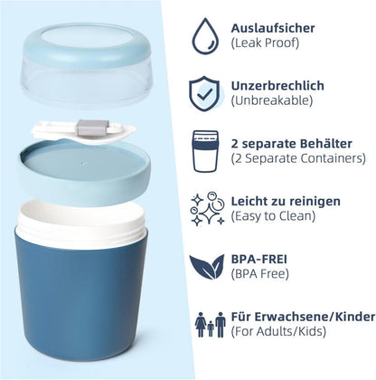 Auslaufsicherer Joghurtbecher to go, groß (250ml+500ml) mit