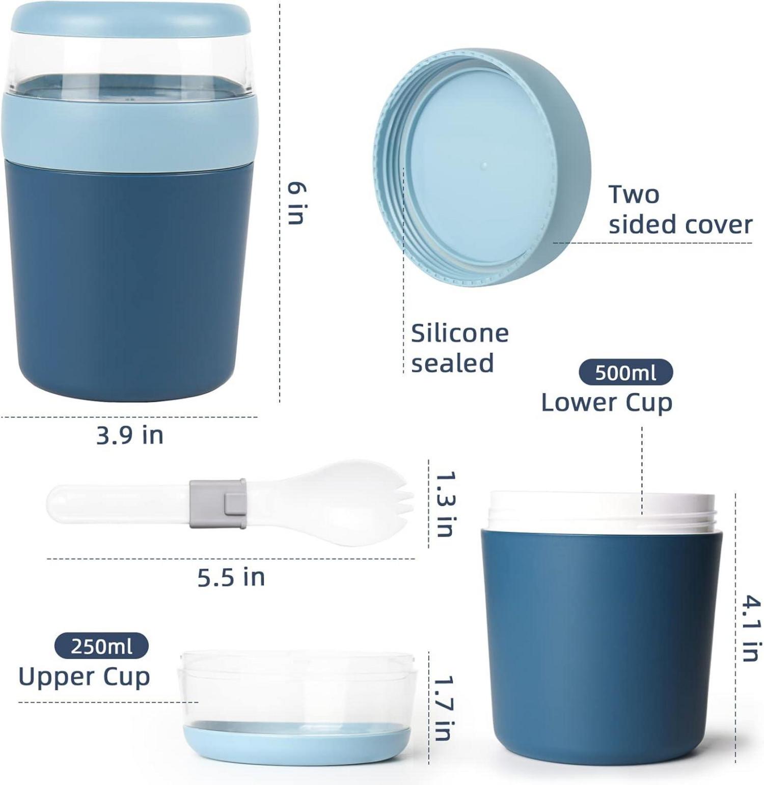 Auslaufsicherer Joghurtbecher to go mit Löffel 750ml Spülmaschinenfest