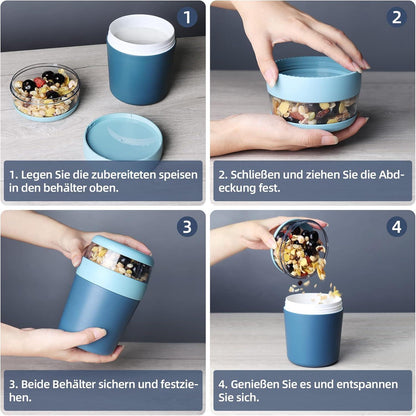 Swkien Joghurtbecher to go auslaufsicher 750ml Spülmaschinenfest inkl. Löffel