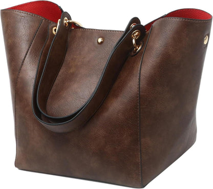 Damen Henkeltasche Leder Groß Shopper Umhängetasche Schwarz