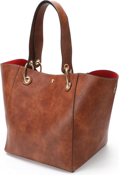 Damen Henkeltasche Leder Groß Shopper Umhängetasche Schwarz