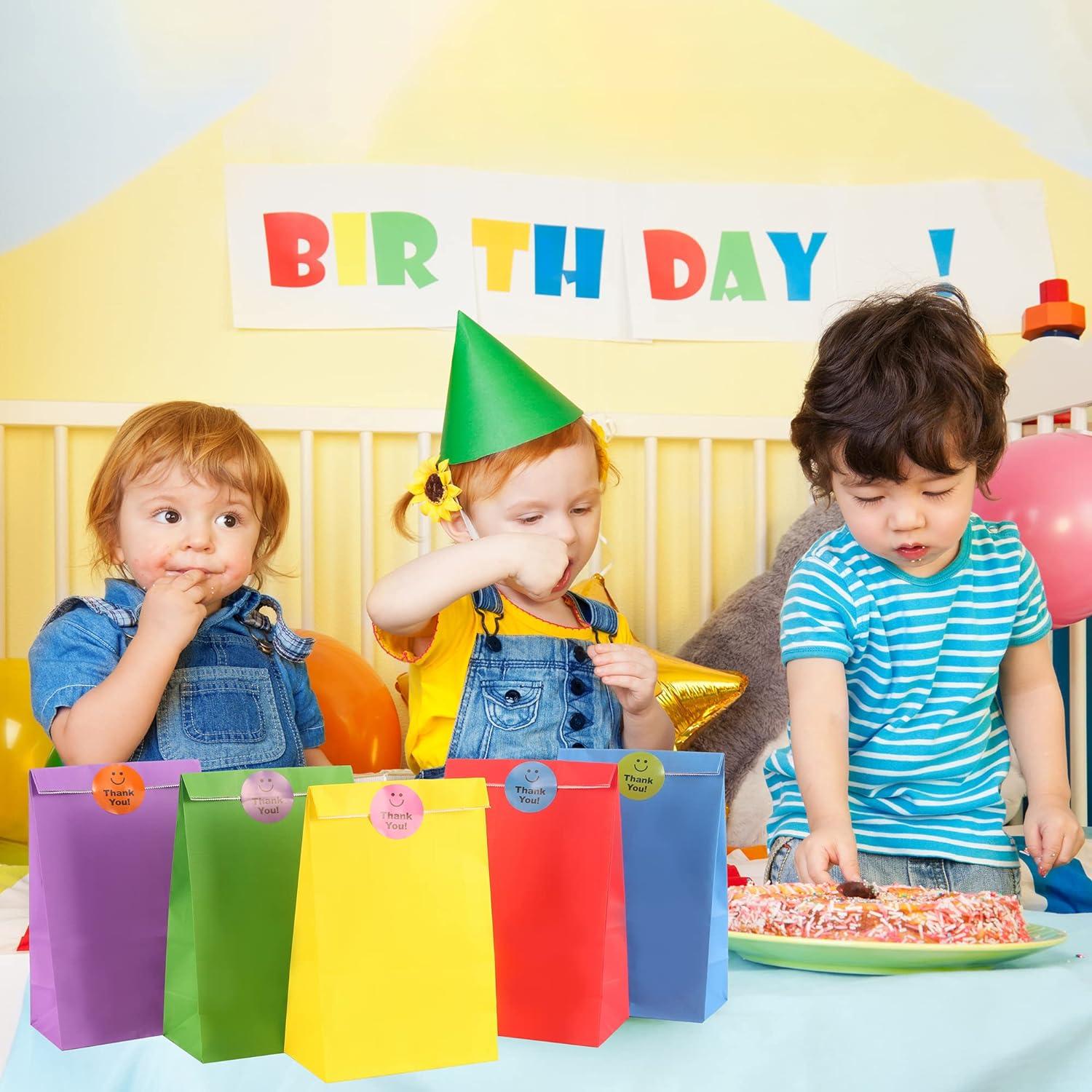 20 Bunte Papiertüten mit Stickern für Geschenke, DIY, Party