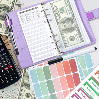 Budget Planner Binder A6 Geldumschläge Sparbuch Folien Lila