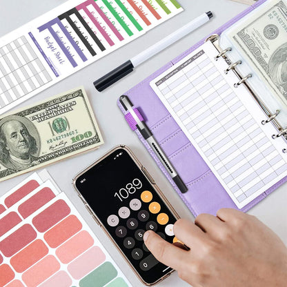 Budget Planner Binder A6 Geldumschläge Sparbuch Folien Lila