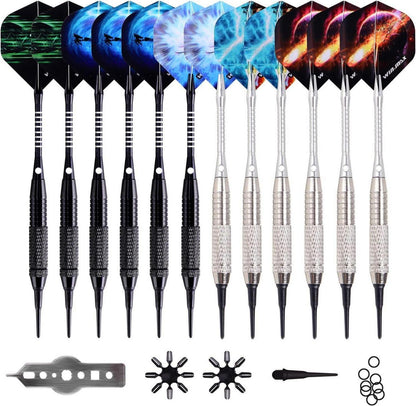 WIN.MAX Dartpfeile Set Softdarts 12 Stück Kunststoffspitze 18g