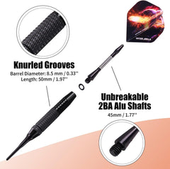 WIN.MAX Dartpfeile Set 12 Stück 18g Softdarts Kunststoffspitze Schwarz/Silber