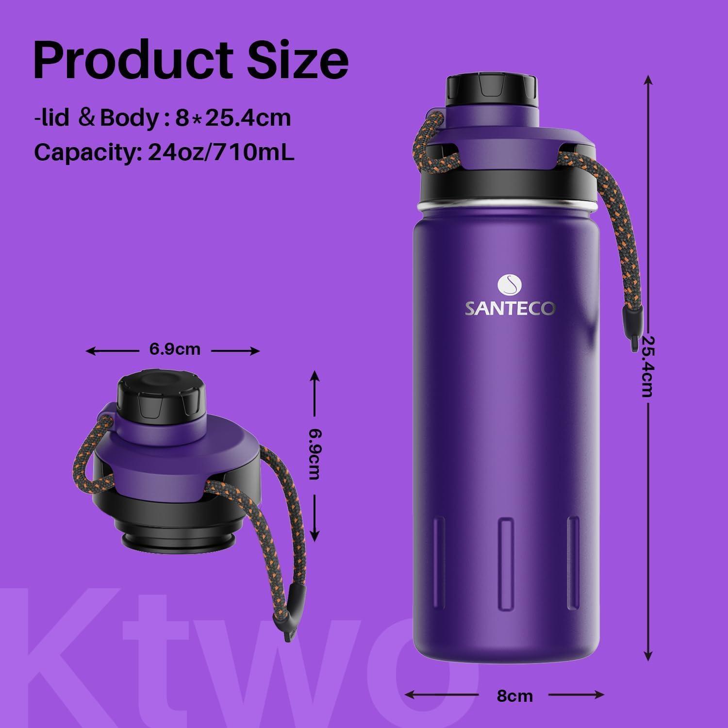 Isolierte Trinkflasche aus Edelstahl BPA-frei 710ml Violett
