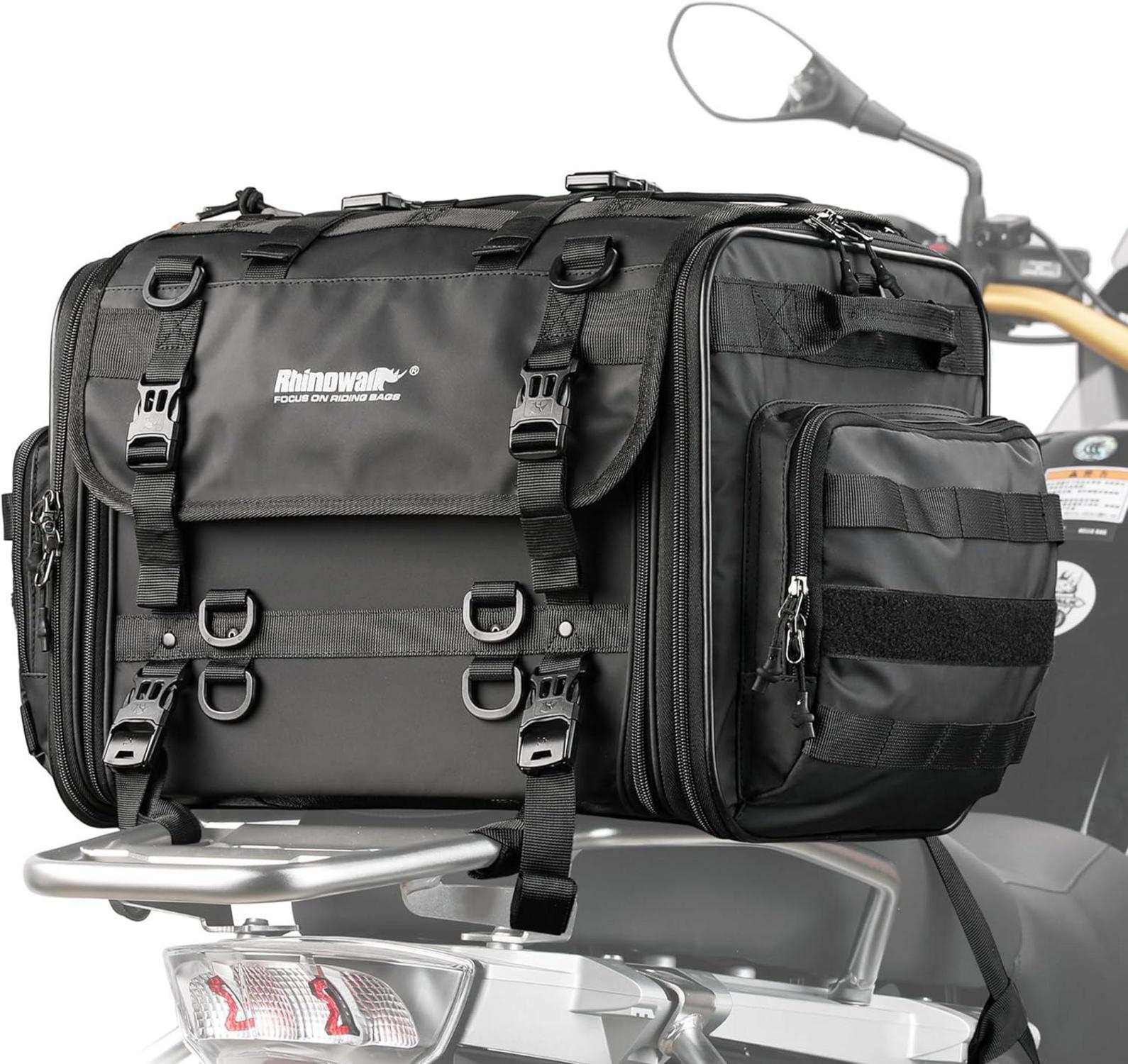 Motorrad Sitztasche Wasserdicht 40-60L Schwarz Erweiterbar
