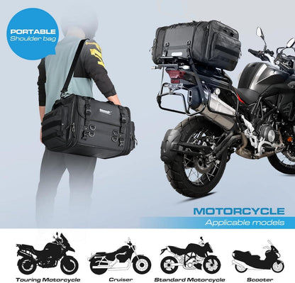 Motorrad Satteltasche 40-60L Wasserdicht Rücksitztasche Schwarz