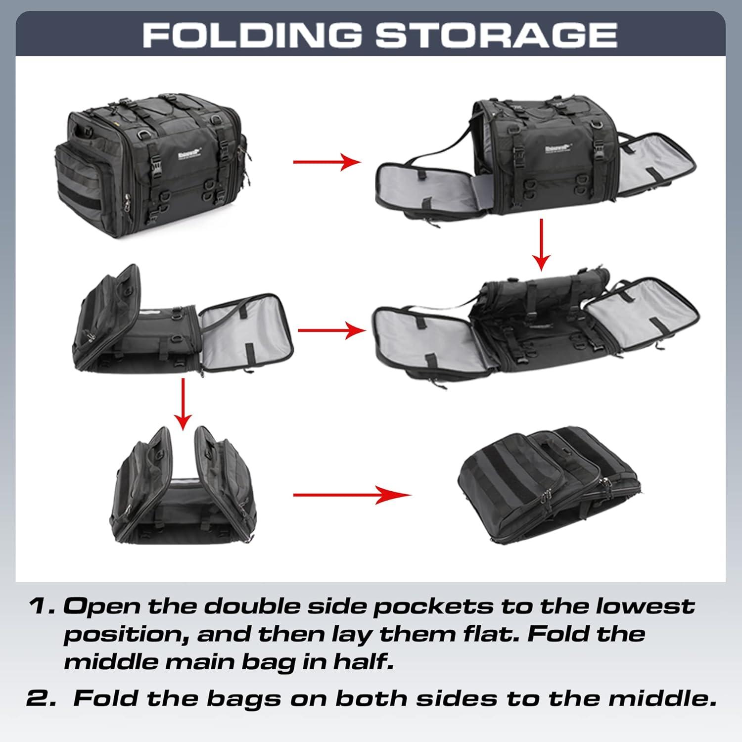 Motorrad Satteltasche 40-60L Wasserdicht Rücksitztasche Schwarz