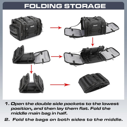Motorrad Satteltasche 40-60L Wasserdicht Rücksitztasche Schwarz