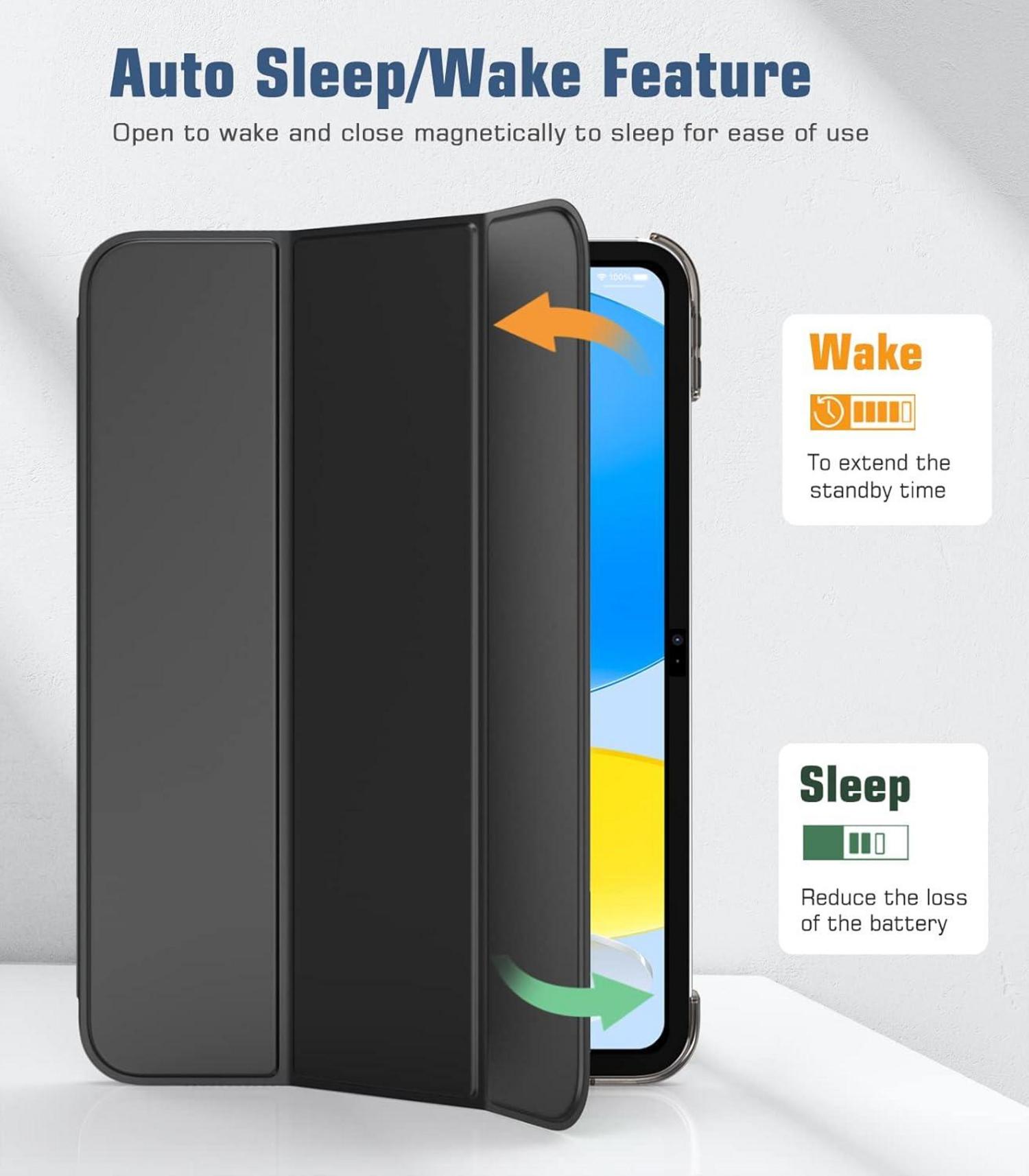 Smart Case Cover für iPad 10. Generation 10,9 Zoll 2022 Schwarz