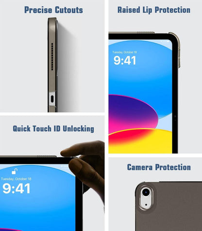Schwarze iPad 10.9 Hülle mit Smart Cover, Ständer & PC Rückseite