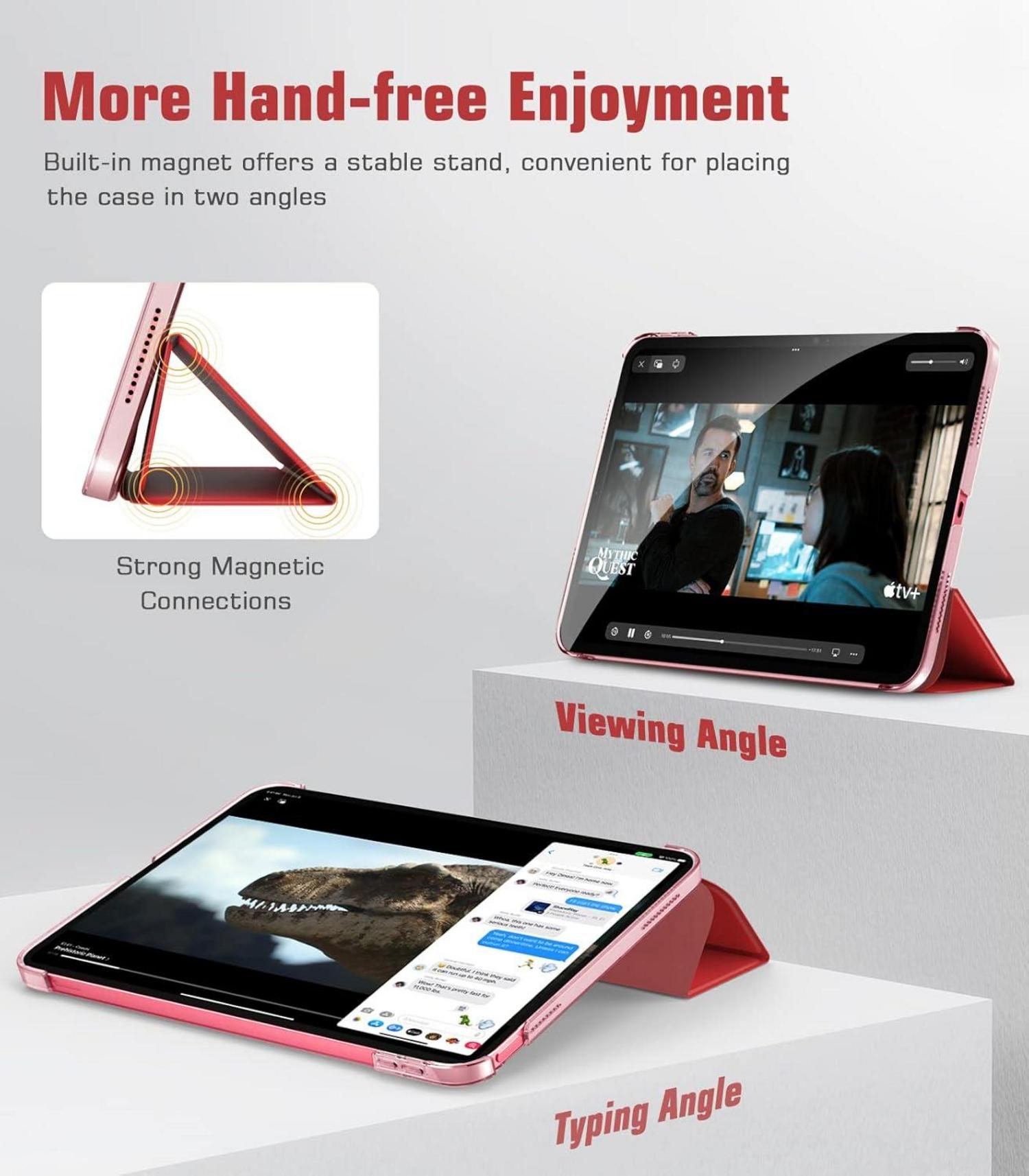 TiMOVO iPad 10.9 Hülle Schlank Smart Case, Rot - Auto Schlaf/Aufwach Funktion - Transparente Rückseite - Schutzhülle Generation 2022