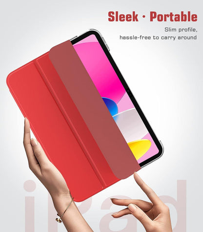 TiMOVO iPad 10.9 Hülle Schlank Smart Case, Rot - Auto Schlaf/Aufwach Funktion - Transparente Rückseite - Schutzhülle Generation 2022