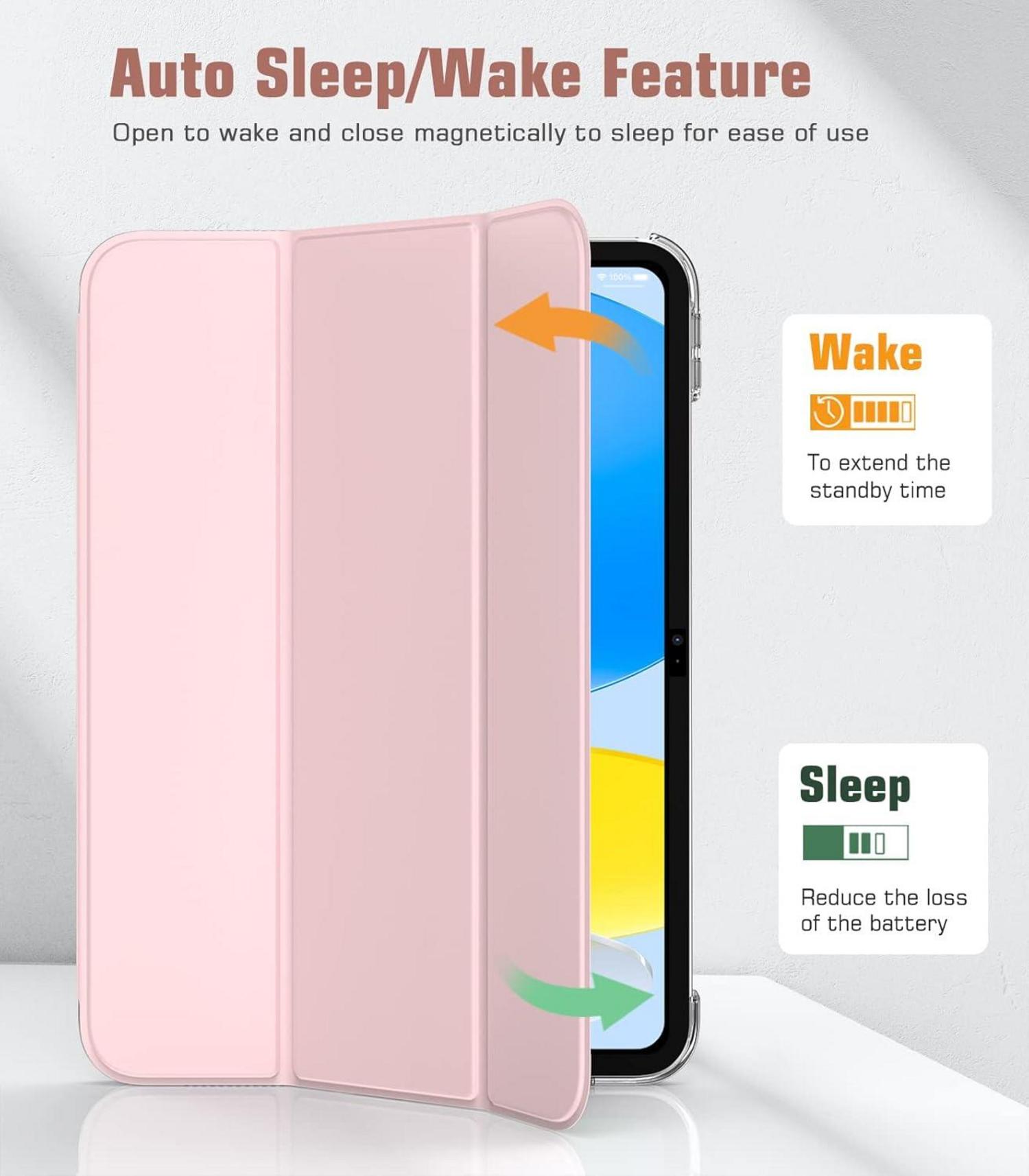 iPad 10.9 Hülle Smart Cover Auto Sleep/Wake Ständer Hellrosa