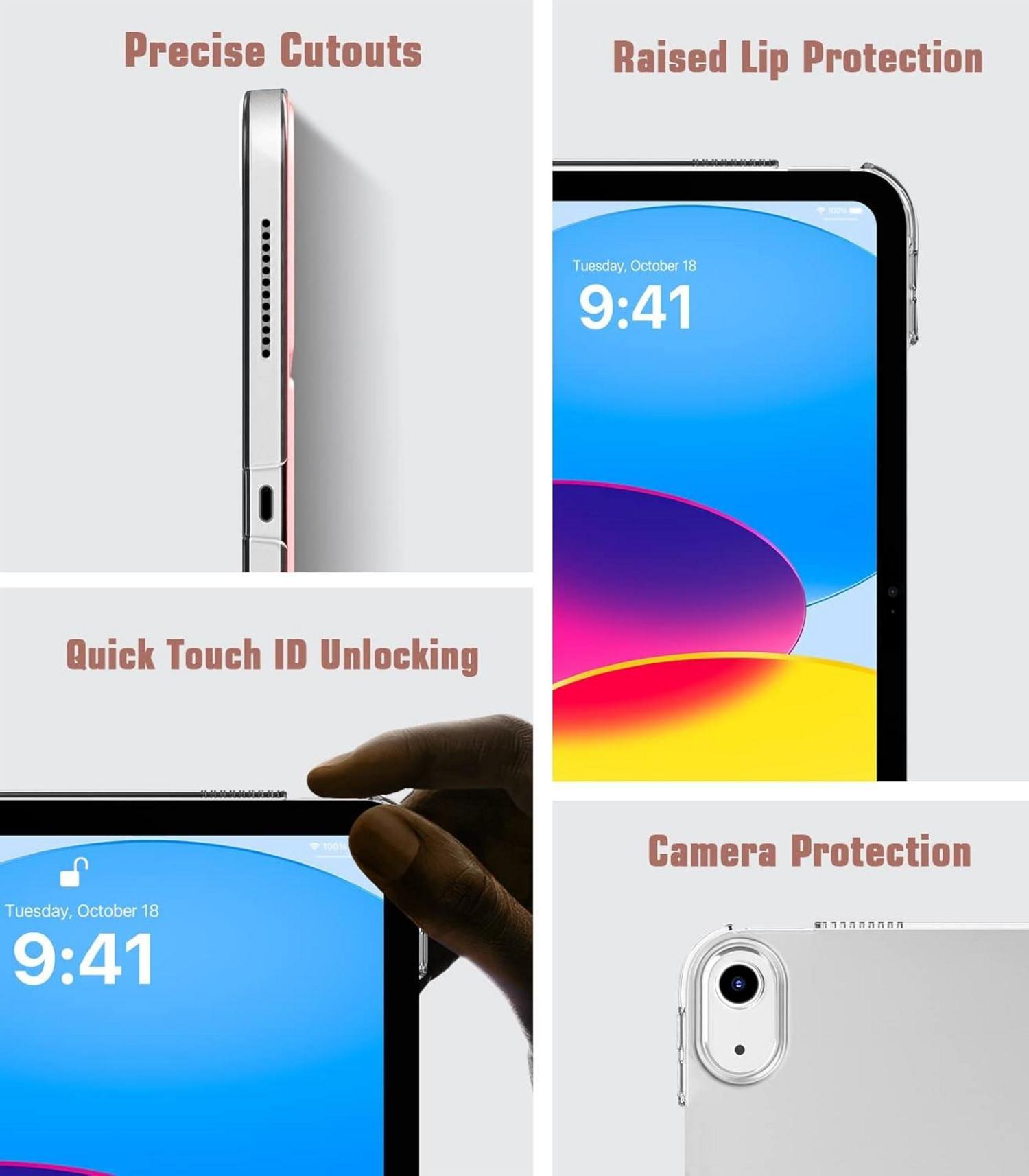 iPad 10.9 Smart Case Cover Hellrosa, Auto Schlaf/Aufwach, Transluzent