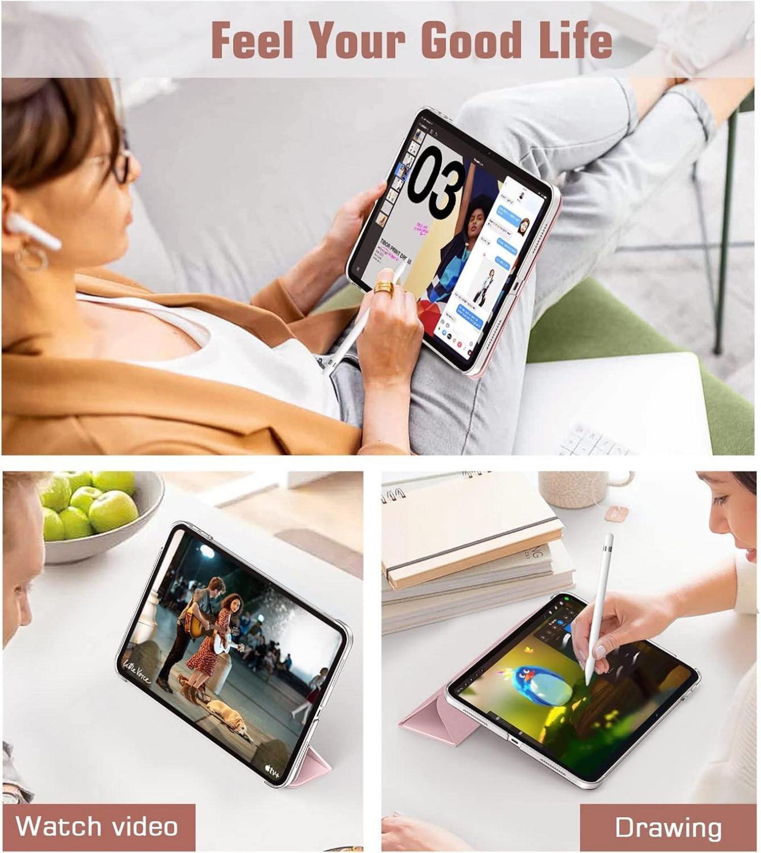 iPad 10.9 Hülle Smart Cover Auto Sleep/Wake Ständer Hellrosa