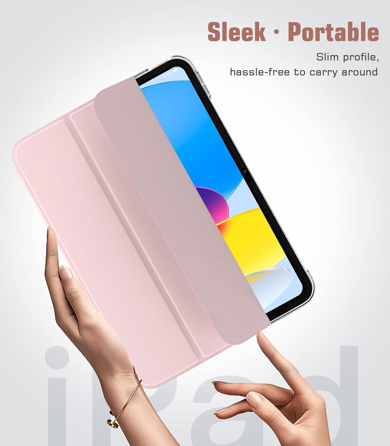 iPad 10.9 Zoll Hülle Smart Case Cover, Auto Schlaf/Aufwach, Hellrosa