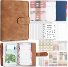 Budget Planner A6 PU Leder Set mit 12 Duplex-Budgetblätter