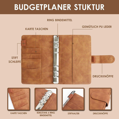 Budget Planner A6 PU Leder Set mit 12 Duplex-Budgetblätter