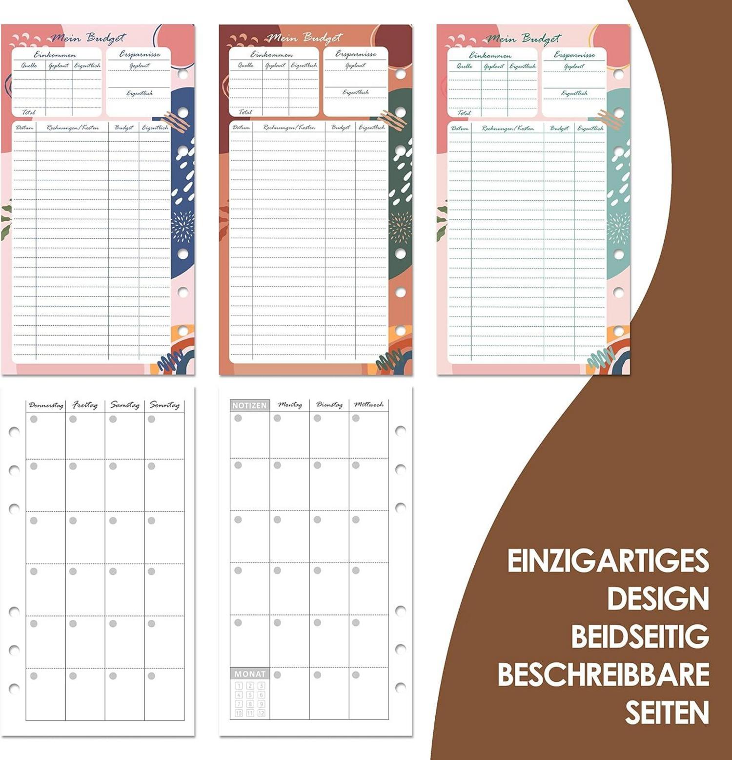 Budget Planner Deutsch A6 PU Leder Startset 12 Duplex Budgetblätter 14