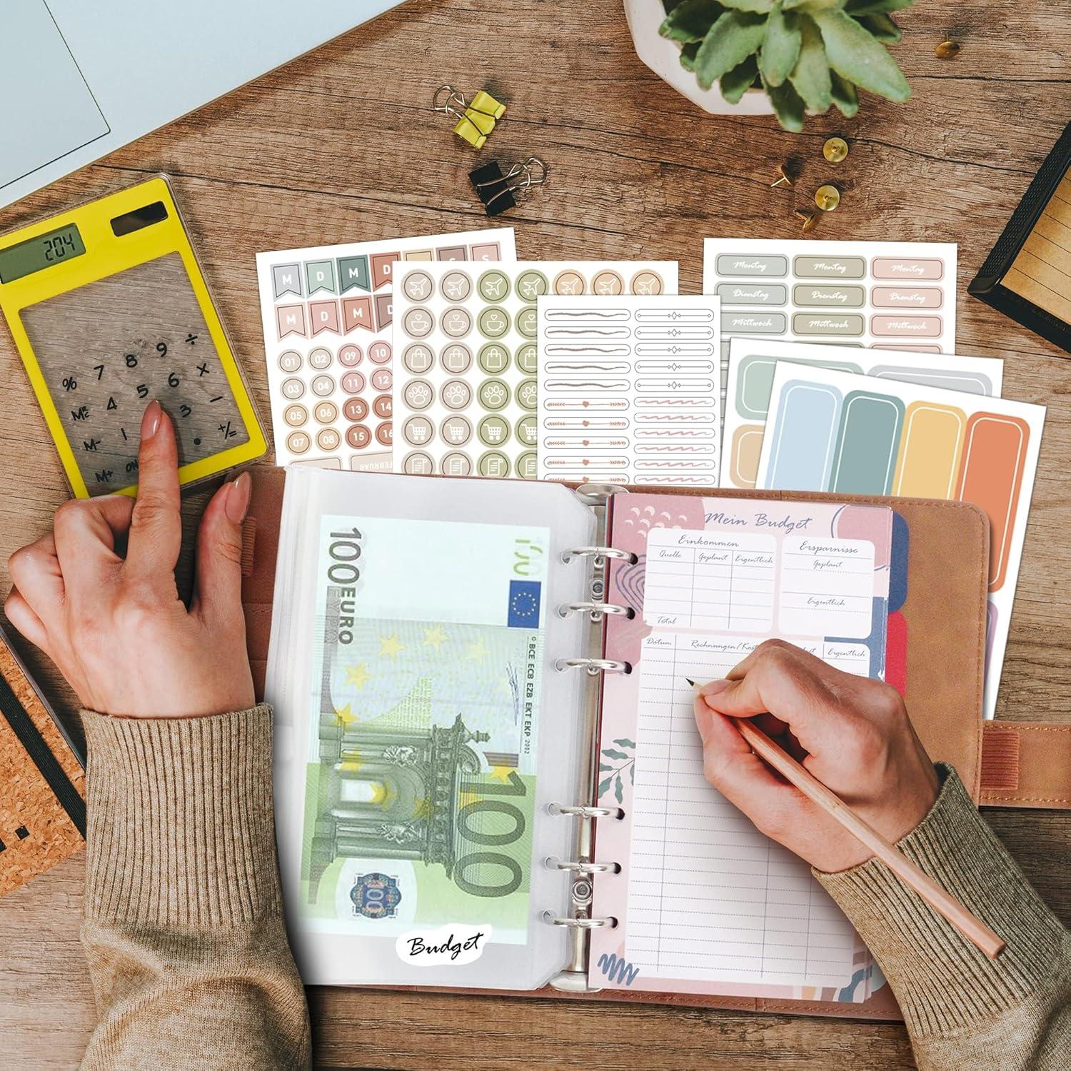 Budget Planner Deutsch A6 PU Leder Startset 12 Duplex Budgetblätter 14