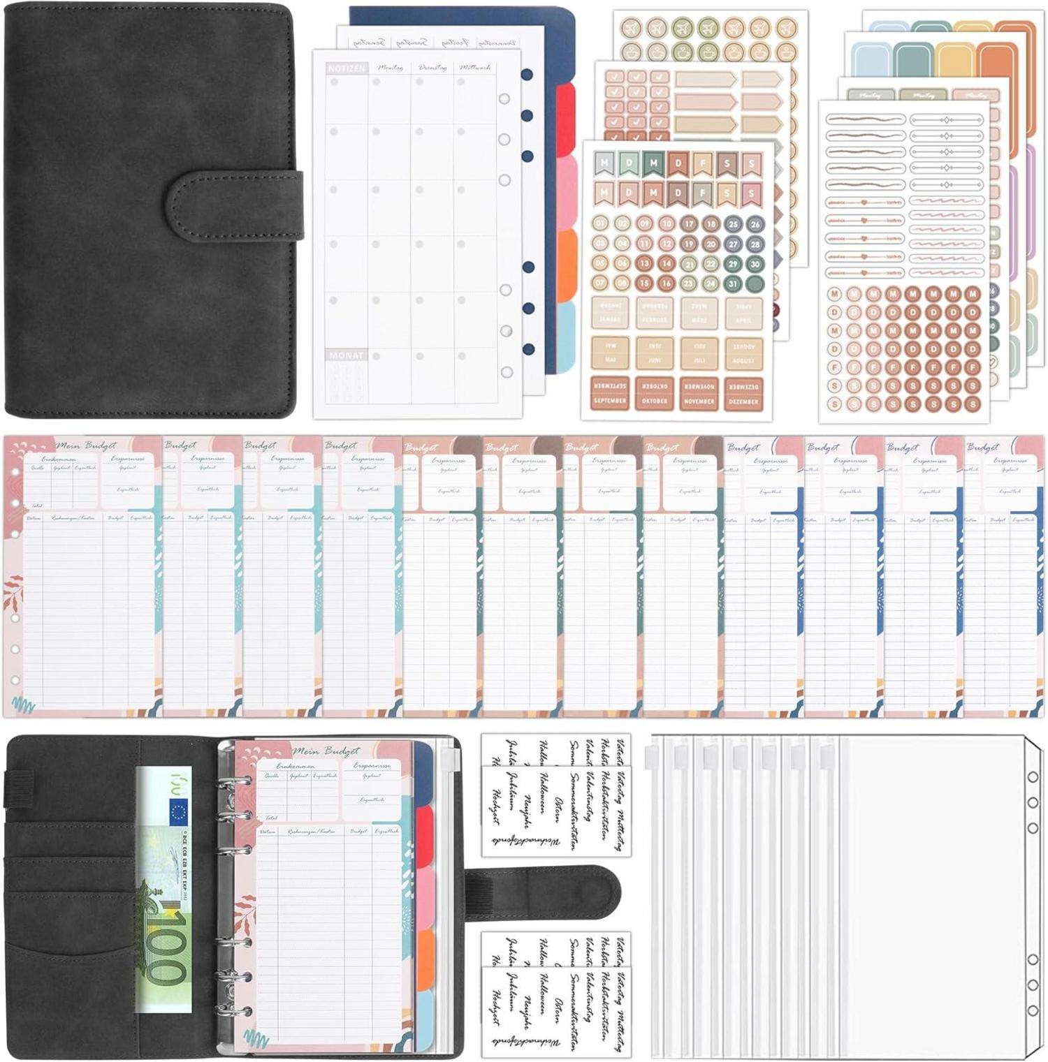 Budget Planner A6 PU Leder Startset 12 Budgetblätter 14