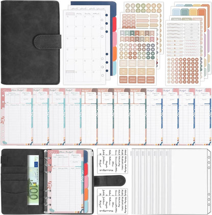 Budget Planner A6 PU Leder Startset 12 Budgetblätter 14