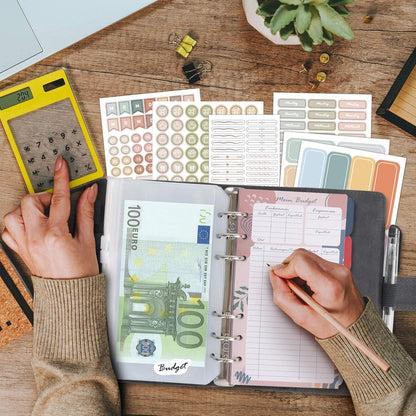 BIROYAL Budget Planner A6 PU Leder Deutsch Startset 12 Duplex Budgetblätter