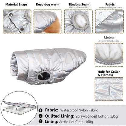 Hunde Wintermantel wasserdicht & winddicht – warm & bequem (Silber, S)
