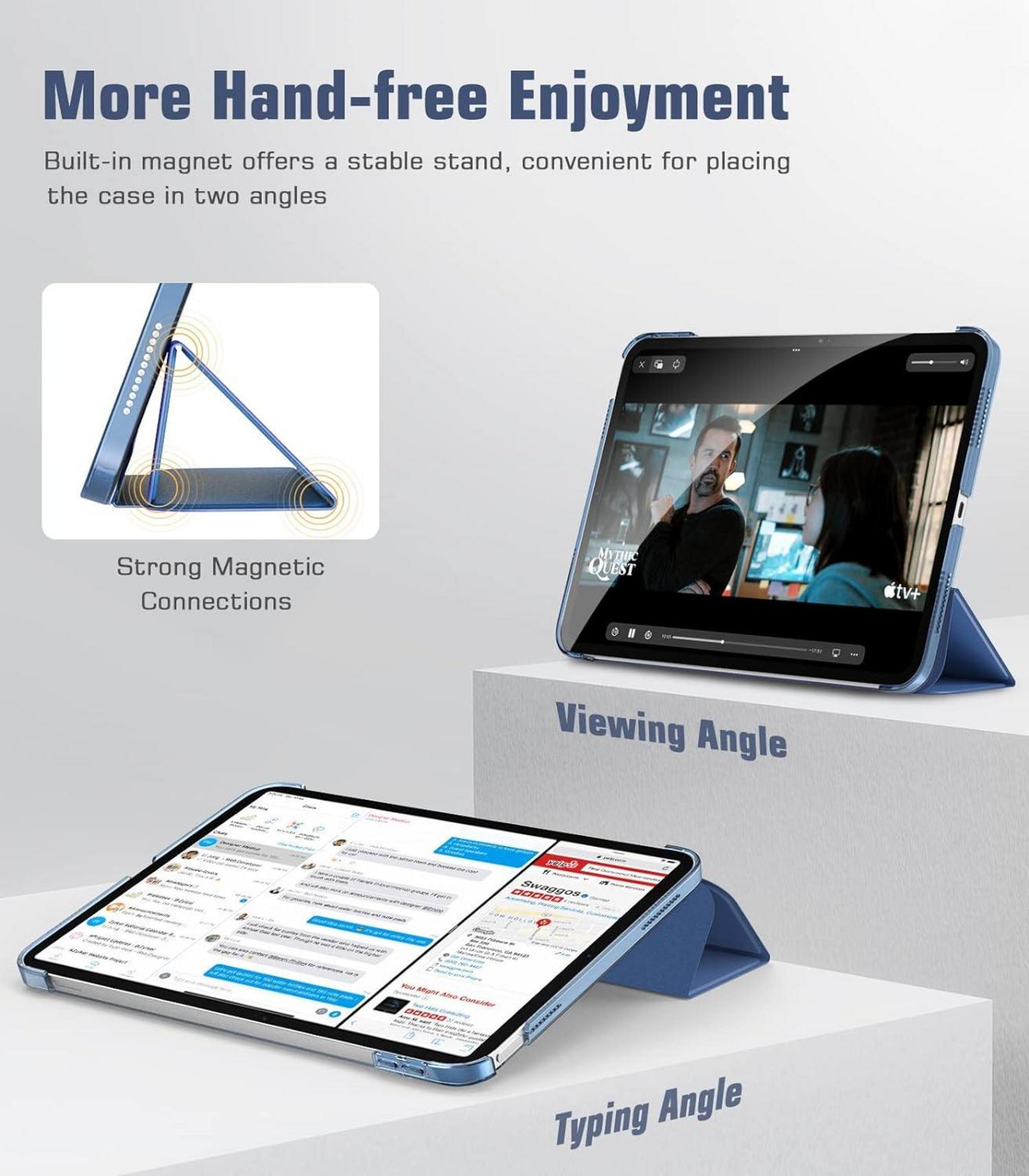 TiMOVO iPad 10.9 Zoll 2022 Hülle: Schlankes Smart Case Cover in Grau Blau