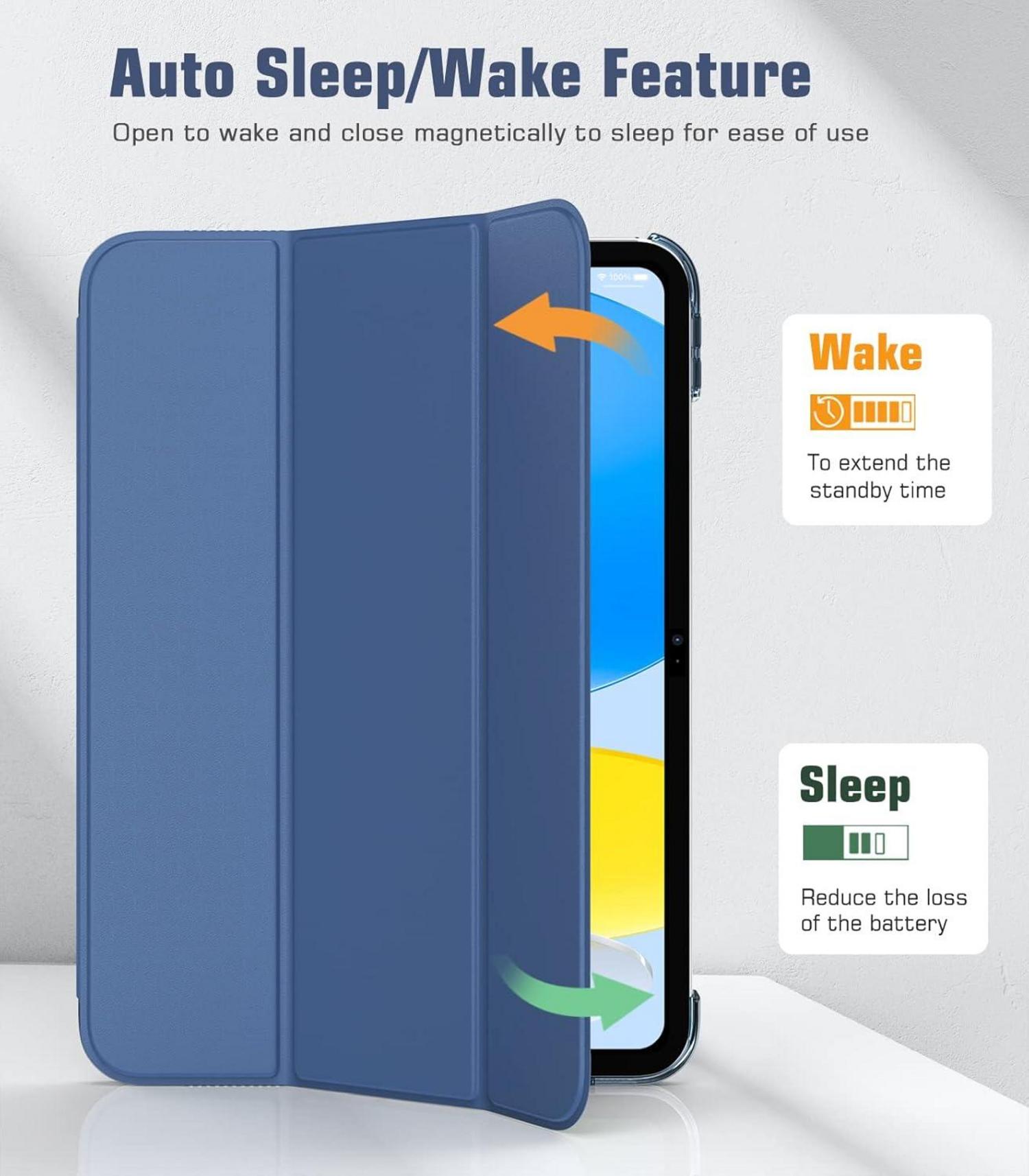 iPad 10.9 Hülle Smart Case Cover Schlank Auto Schlaf/Aufwach Grau