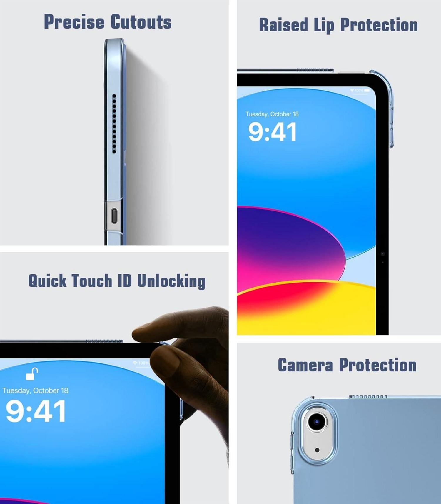 iPad 10 Gen 10,9 Zoll 2022 Hülle Schutzhülle Schlank Smart Cover Grau