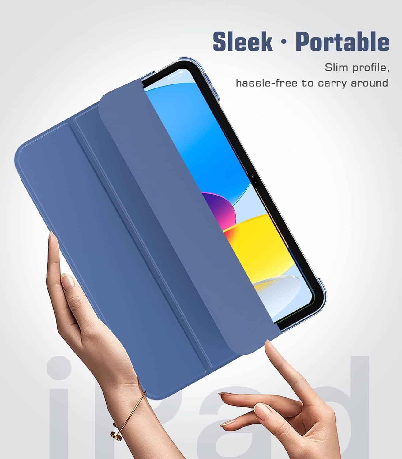 TiMOVO iPad 10.9 Zoll 2022 Hülle: Schlankes Smart Case Cover in Grau Blau