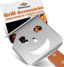7-in-1 Grillspatel aus Edelstahl mit Holzgriff für Outdoor-Grillen