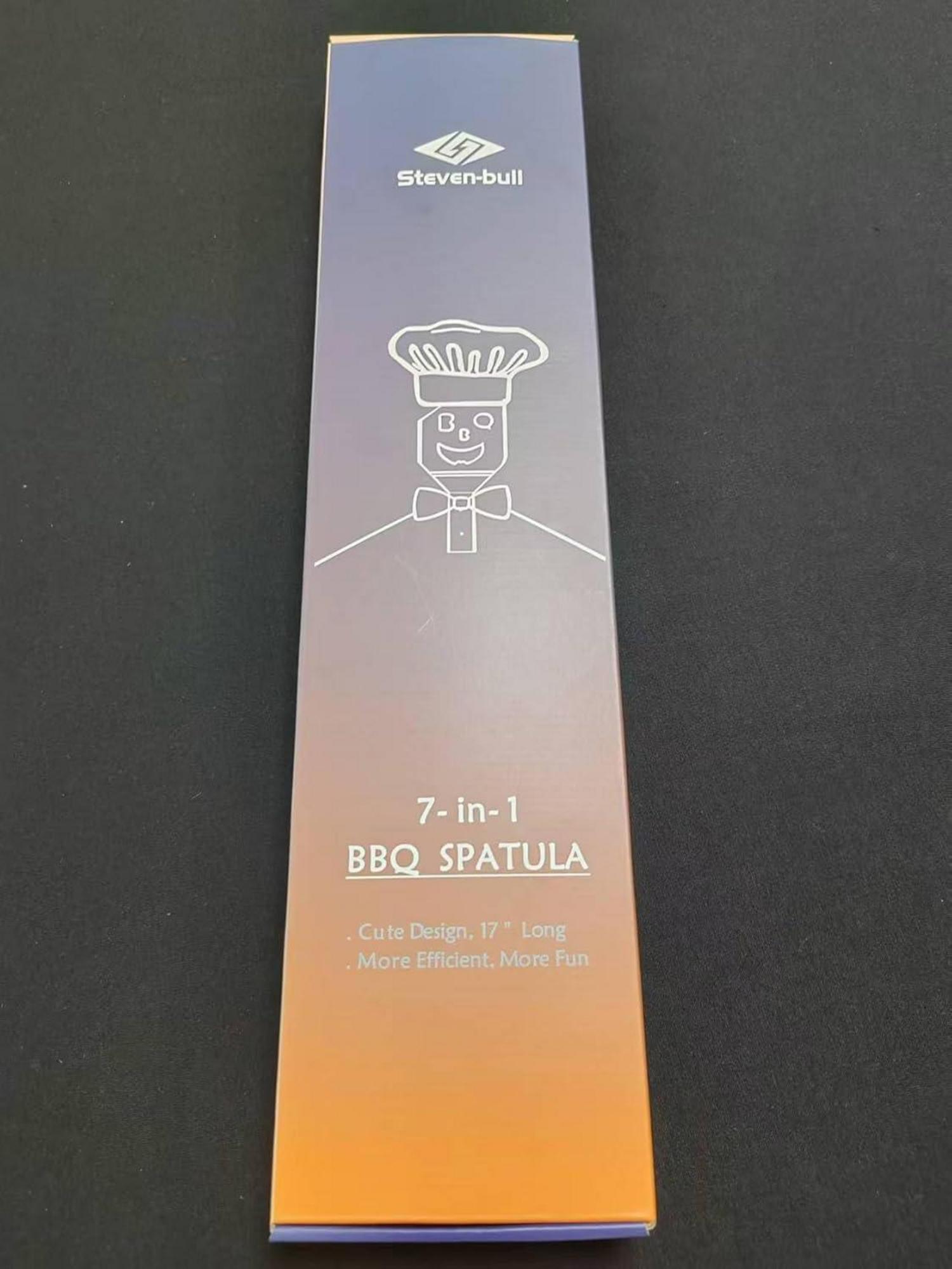 7-in-1 Grillspatel Edelstahl Grill-Werkzeug Holzgriff BBQ Utensilien