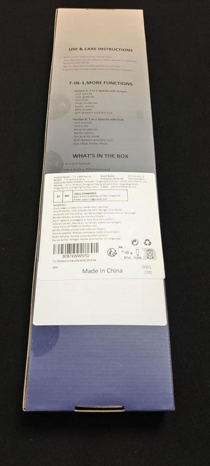 7-in-1 Grillspatel Edelstahl Holzgriff Grillutensilien Männer BBQ Geschenk