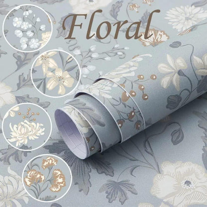 Selbstklebende Blumen Tapete 39x300CM Vintage Grün Wandfolie