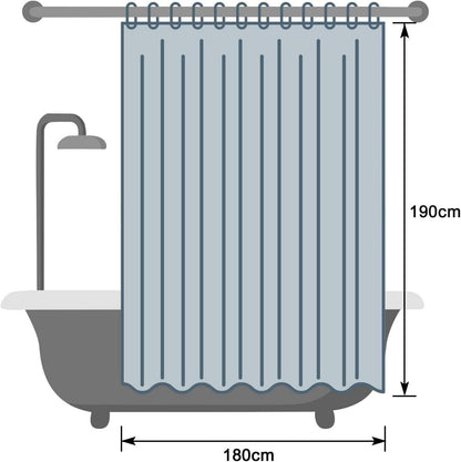 Duschvorhang 180x190 cm Eva Transparent Antischimmel mit Magneten